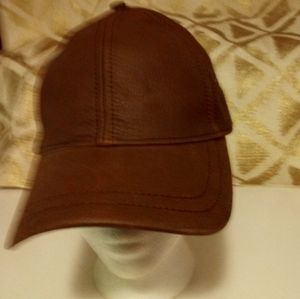 Genuine leather baseball type hat